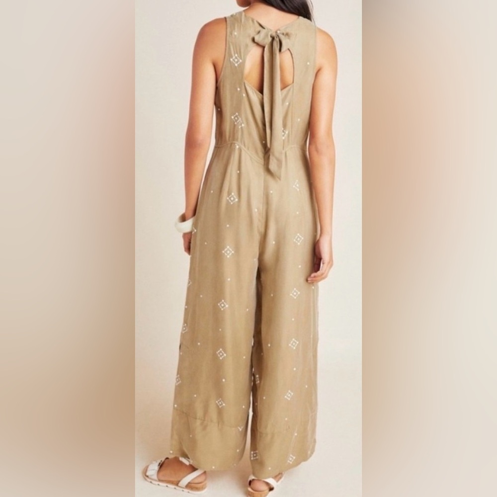 Sancia Tan Jumpsuit with Bow Detail | Anthropologie